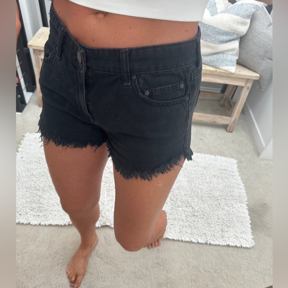 Free People We The Free Black High Waisted Denim Cutoff Shorts | Size 26 - Picture 4 of 13
